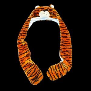 Tiger Print Animal Hat with Scarf